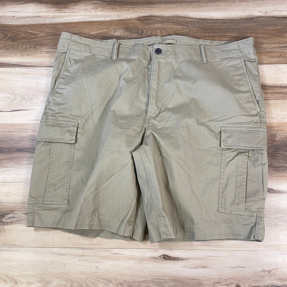 Lands End Mens 46 Khaki Cargo Shorts Traditional Fit Stretch Cotton Twill Tan